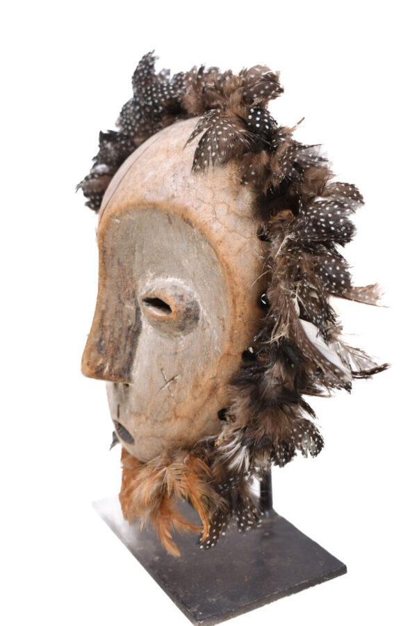 Mask - Wood - Lega, Feathers - Congo