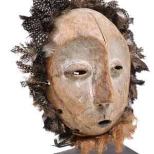 Mask - Wood - Lega, Feathers - Congo