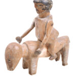 Horse + Rider Figure - Wood - Adan Ewe - Togo