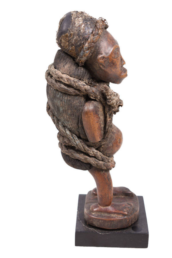 Figure - Wood, Leather, Rope - Bakongo Vili - Congo