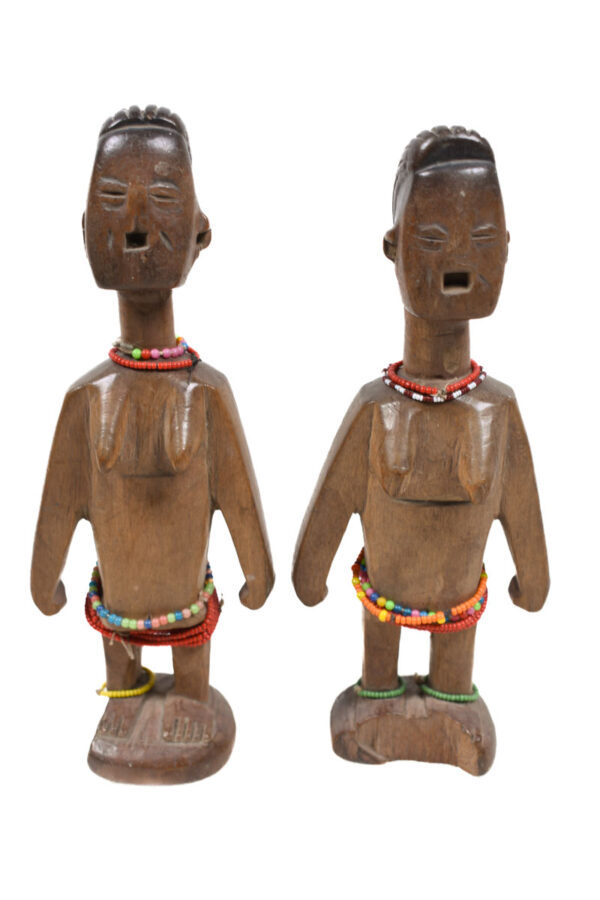 Venavi twin figure - Wood, Beads - Ewe - Togo