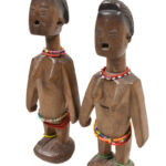 Venavi twin figure - Wood, Beads - Ewe - Togo
