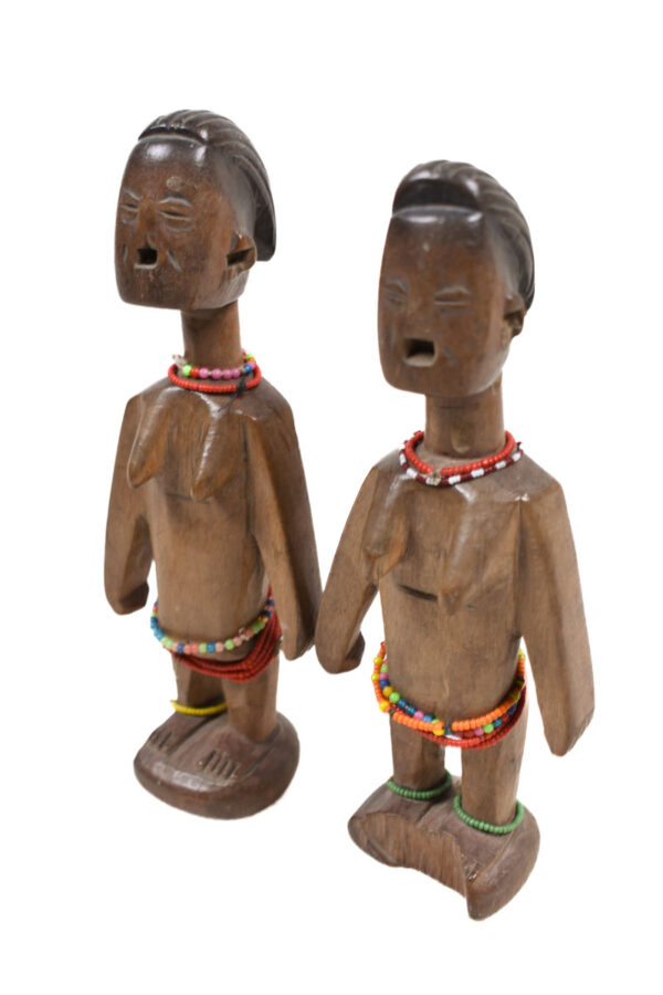 Venavi twin figure - Wood, Beads - Ewe - Togo