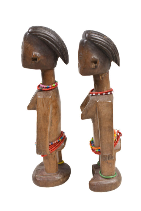 Venavi twin figure - Wood, Beads - Ewe - Togo