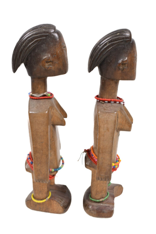 Venavi twin figure - Wood, Beads - Ewe - Togo