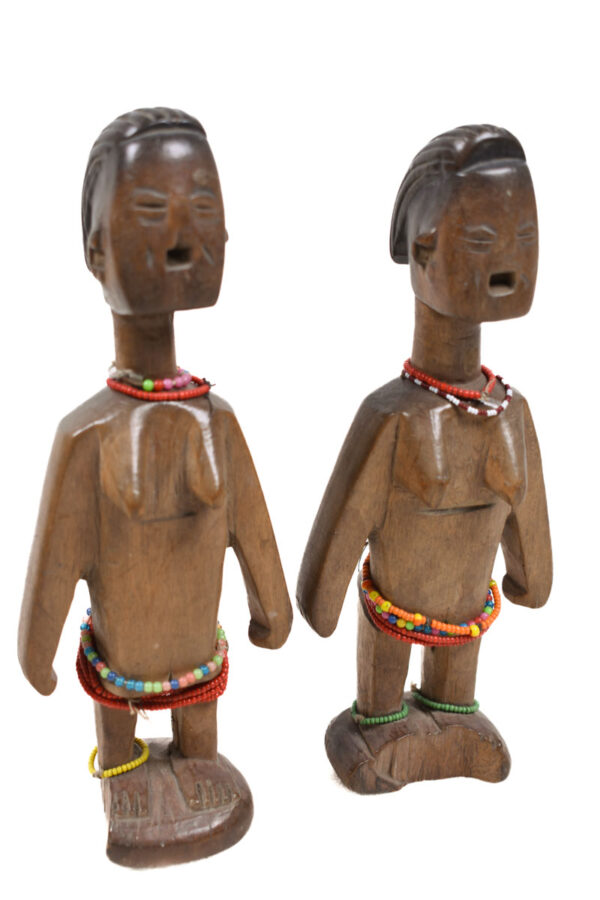 Venavi twin figure - Wood, Beads - Ewe - Togo