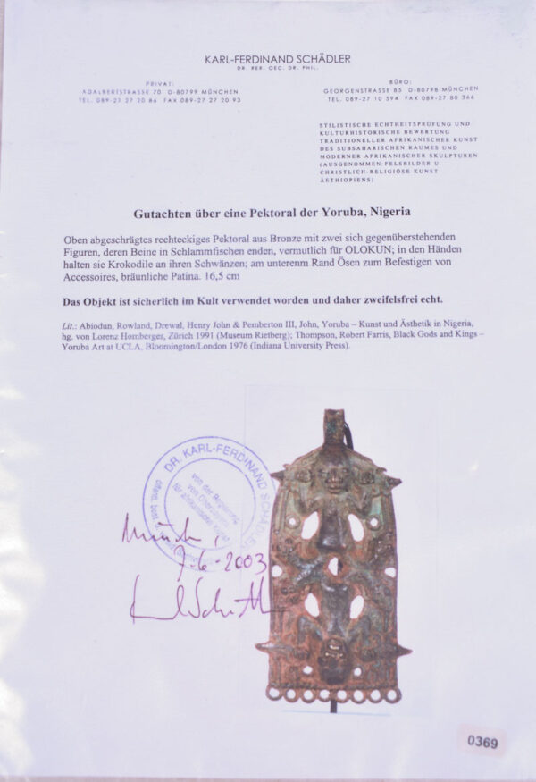 Amulet - Bronze - Yoruba - Nigeria - KF Schädler certificat