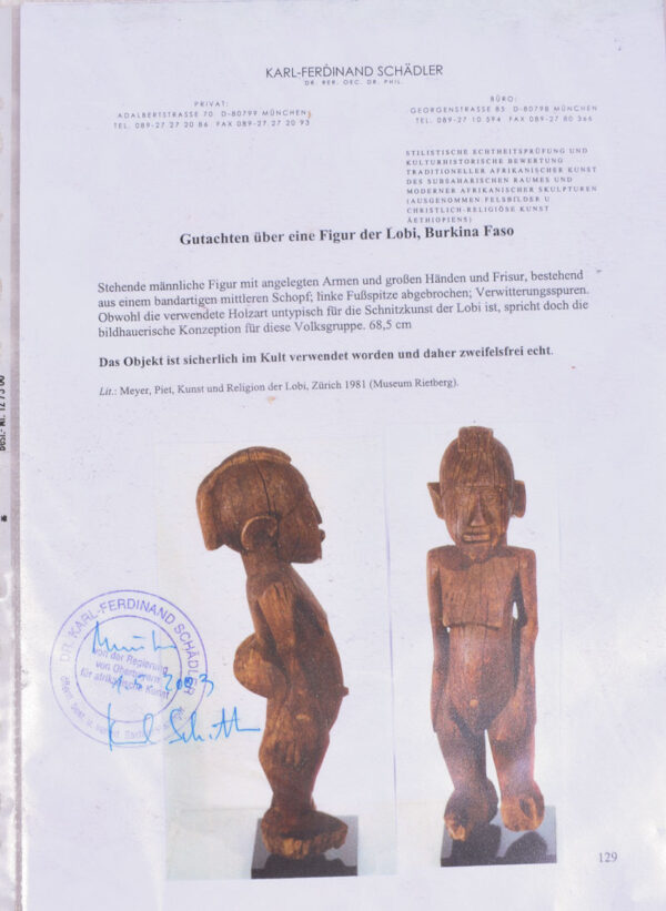 Ancestor Figure - Wood - Lobi - Burkina Faso - Karl Ferdinand Schädler certificate