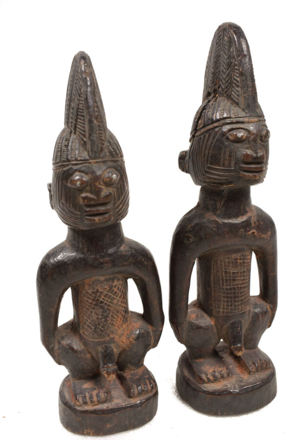 Ibeji Twin male Figures - Wood - Ibodan - Yoruba - Nigeria