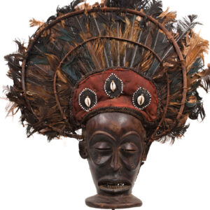 Chihongo Mask - Feathers, Wood - Chokwe - DR Congo