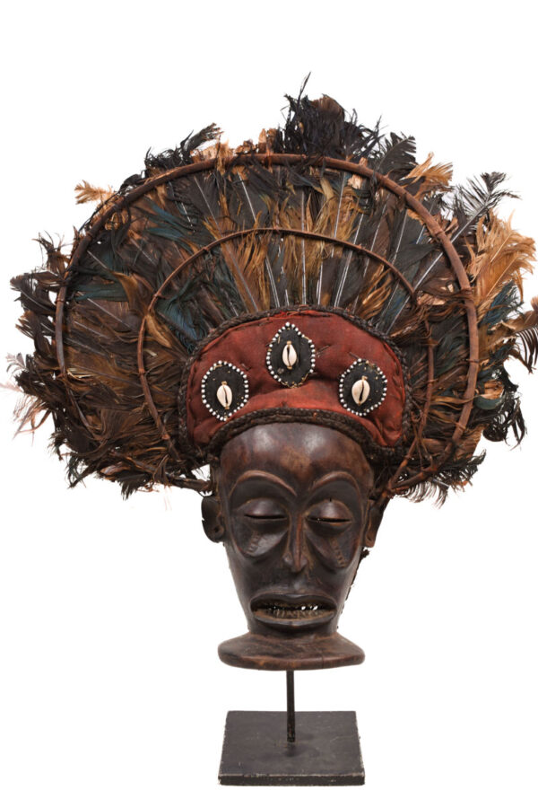 Chihongo Mask - Feathers, Wood - Chokwe - DR Congo