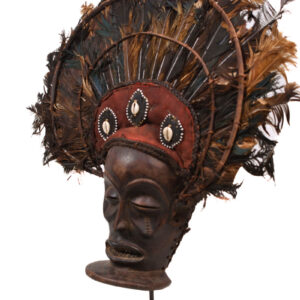 Chihongo Mask - Feathers, Wood - Chokwe - DR Congo