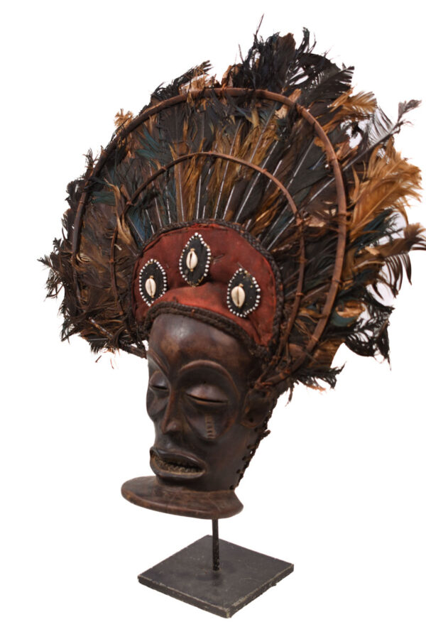 Chihongo Mask - Feathers, Wood - Chokwe - DR Congo