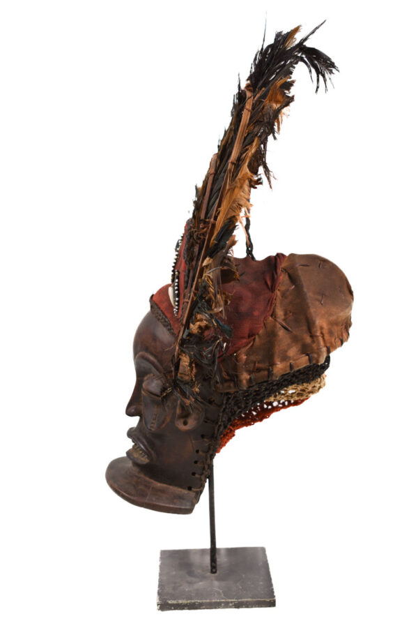 Chihongo Mask - Feathers, Wood - Chokwe - DR Congo