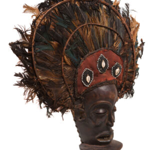 Chihongo Mask - Feathers, Wood - Chokwe - DR Congo