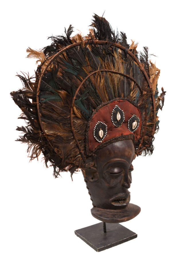 Chihongo Mask - Feathers, Wood - Chokwe - DR Congo