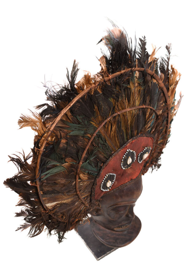 Chihongo Mask - Feathers, Wood - Chokwe - DR Congo