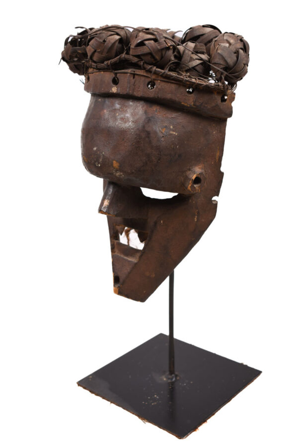 Initiation mask - Plant fibre, Wood - Salampasu - Congo