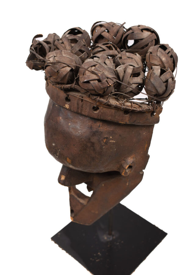 Initiation mask - Plant fibre, Wood - Salampasu - Congo