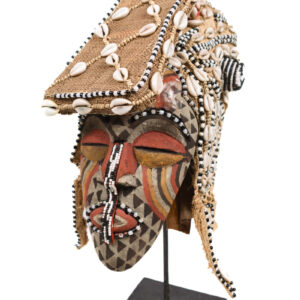 Mask - Beads, Cauris, Plant fibre, Wood - Ngaady A Waash Bushoong - Kuba - Congo