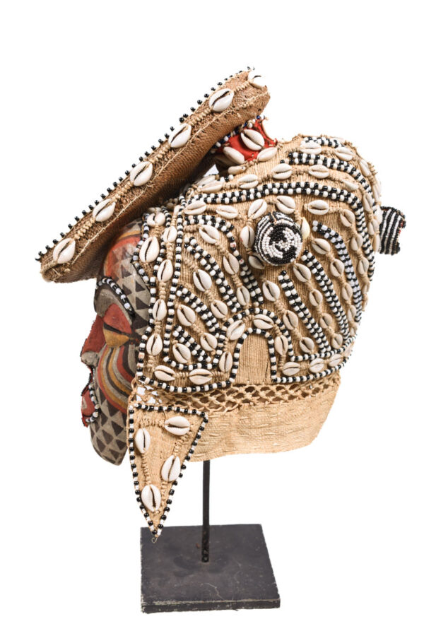 Mask - Beads, Cauris, Plant fibre, Wood - Ngaady A Waash Bushoong - Kuba - Congo