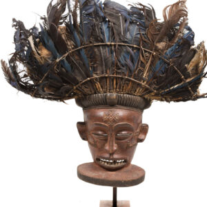 Chihongo Mask - Feathers, Wood - Chokwe - DR Congo