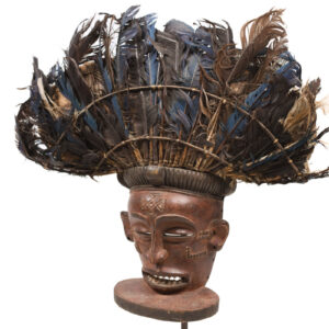 Chihongo Mask - Feathers, Wood - Chokwe - DR Congo