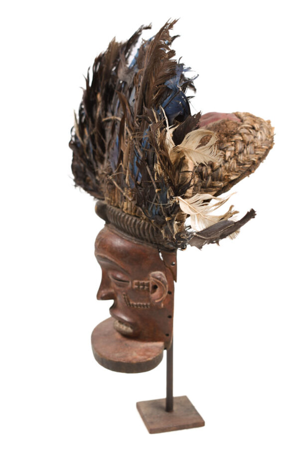 Chihongo Mask - Feathers, Wood - Chokwe - DR Congo