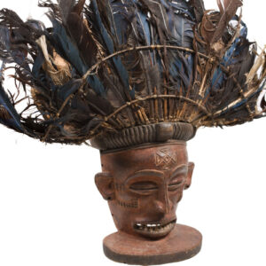 Chihongo Mask - Feathers, Wood - Chokwe - DR Congo