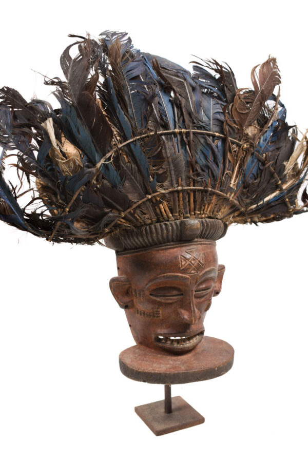 Chihongo Mask - Feathers, Wood - Chokwe - DR Congo