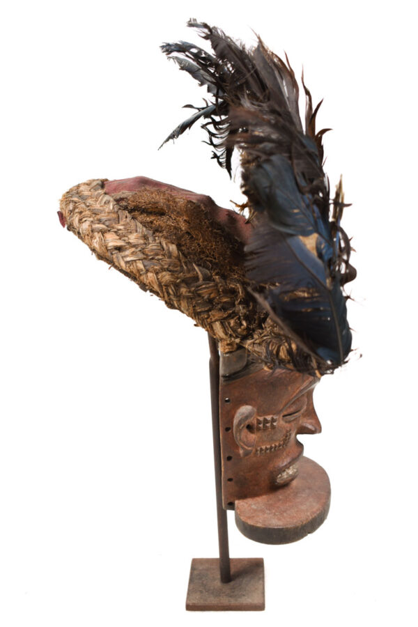 Chihongo Mask - Feathers, Wood - Chokwe - DR Congo