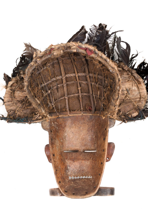 Chihongo Mask - Feathers, Wood - Chokwe - DR Congo