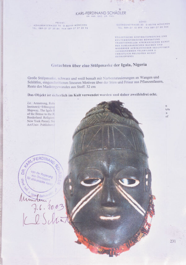 Gelede mask - Wood - Yoruba - Nigeria - KF Schädler certificat