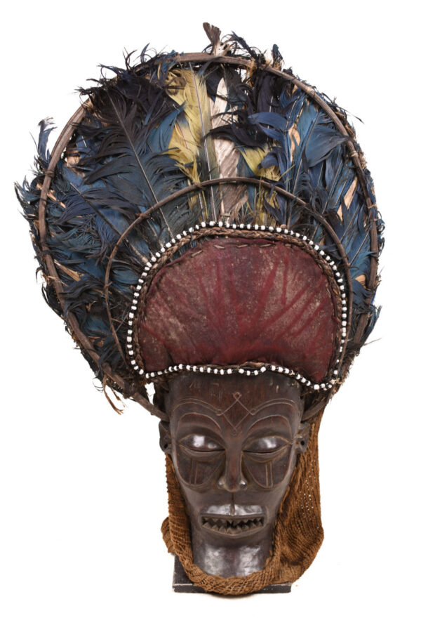 Chihongo Mask - Feathers, Wood - Chokwe - DR Congo