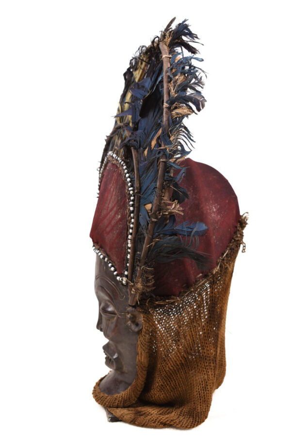 Chihongo Mask - Feathers, Wood - Chokwe - DR Congo