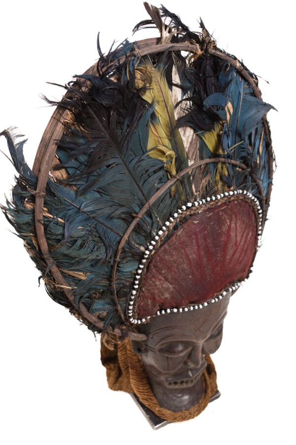 Chihongo Mask - Feathers, Wood - Chokwe - DR Congo