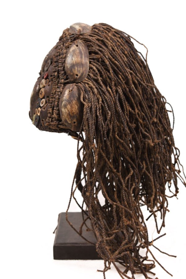 Headdress - Shells, Plant fibre, Buttons - Lega - Congo