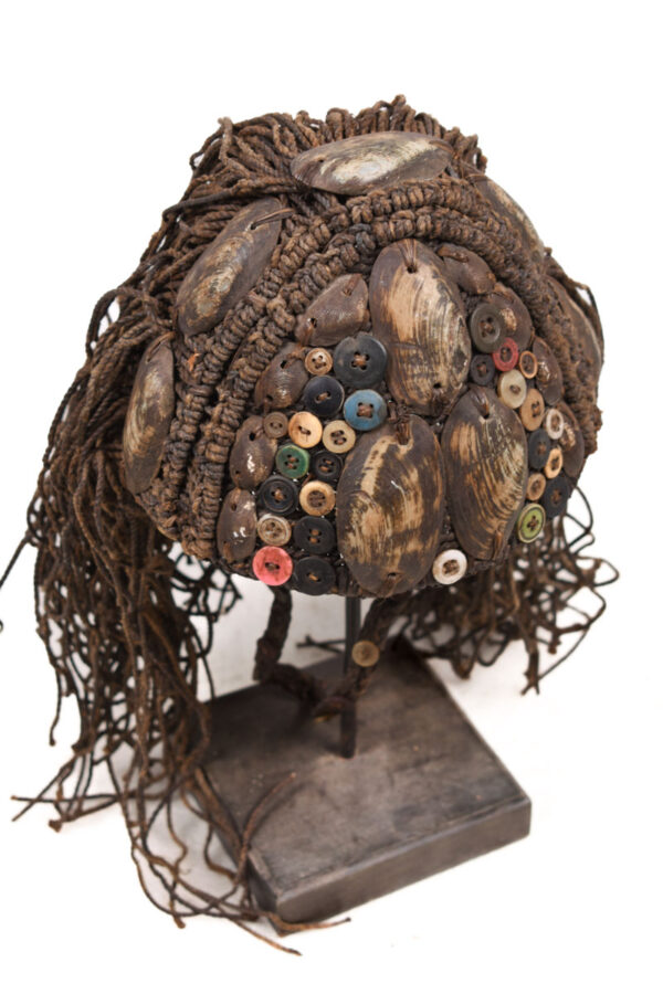 Headdress - Shells, Plant fibre, Buttons - Lega - Congo