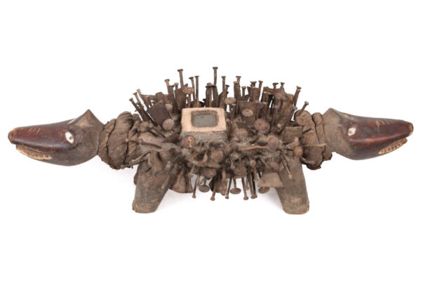 Nkisi Kozo - Glass, Nail, Wood - Bakongo - Congo