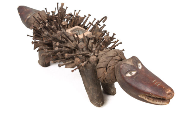 Nkisi Kozo - Glass, Nail, Wood - Bakongo - Congo