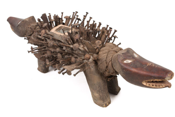 Nkisi Kozo - Glass, Nail, Wood - Bakongo - Congo