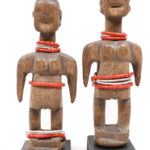 Venavi twin figure - Wood, Beads - Ewe - Togo