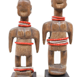 Venavi twin figure - Wood, Beads - Ewe - Togo