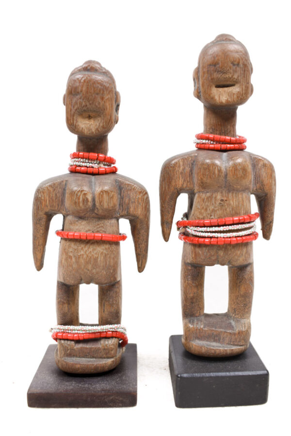 Venavi twin figure - Wood, Beads - Ewe - Togo