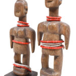 Venavi twin figure - Wood, Beads - Ewe - Togo