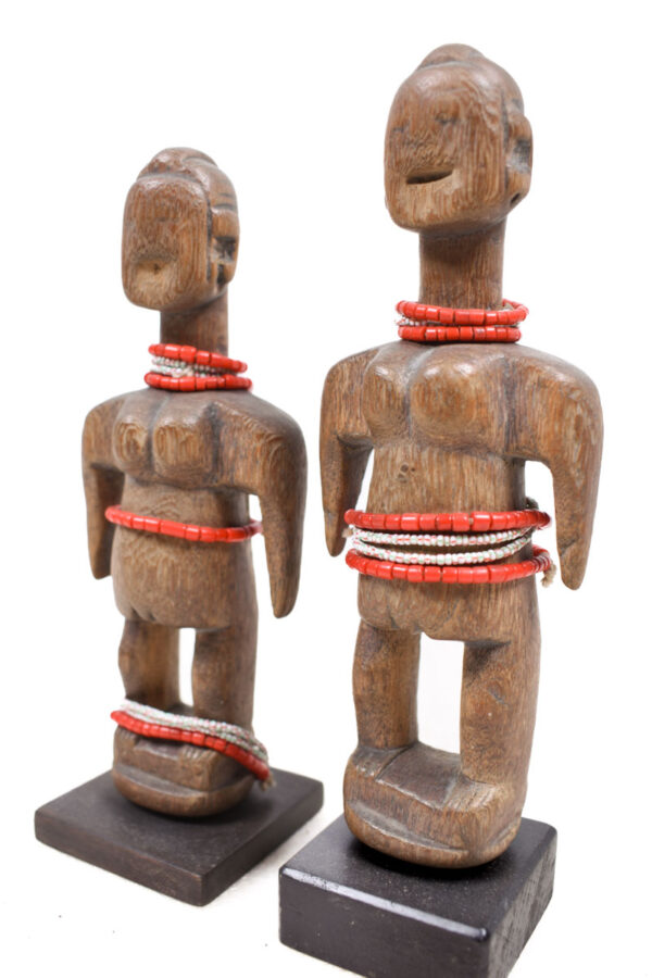 Venavi twin figure - Wood, Beads - Ewe - Togo