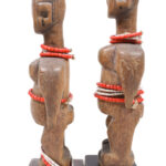 Venavi twin figure - Wood, Beads - Ewe - Togo
