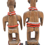 Venavi twin figure - Wood, Beads - Ewe - Togo