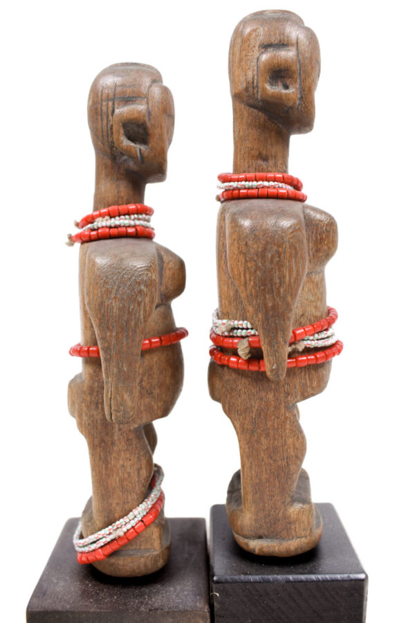 Venavi twin figure - Wood, Beads - Ewe - Togo