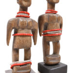 Venavi twin figure - Wood, Beads - Ewe - Togo